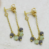 Gold Pated Grey Green Chalcedony Threader Earrings Women Accessory