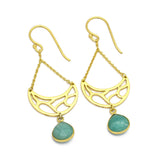 Crescent Amazonite Dangle Earrings  22k  Earrings