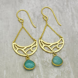 Crescent Amazonite Dangle Earrings  22k  Earrings