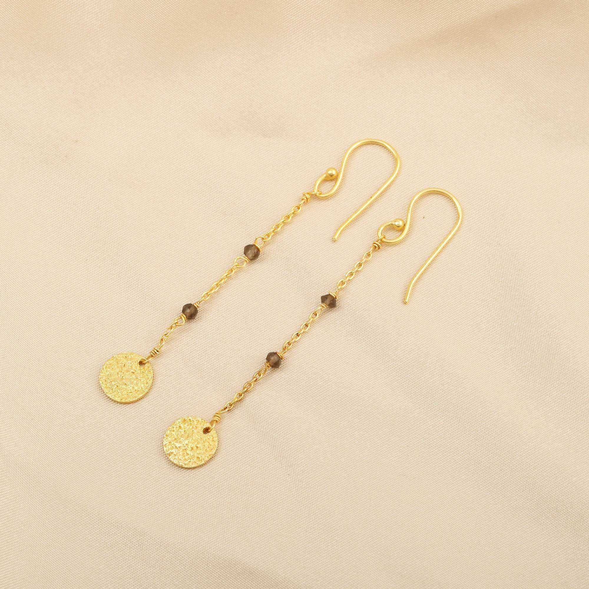 Smoky Beads Texture Dangle Earrings - La Vitá Jewels
