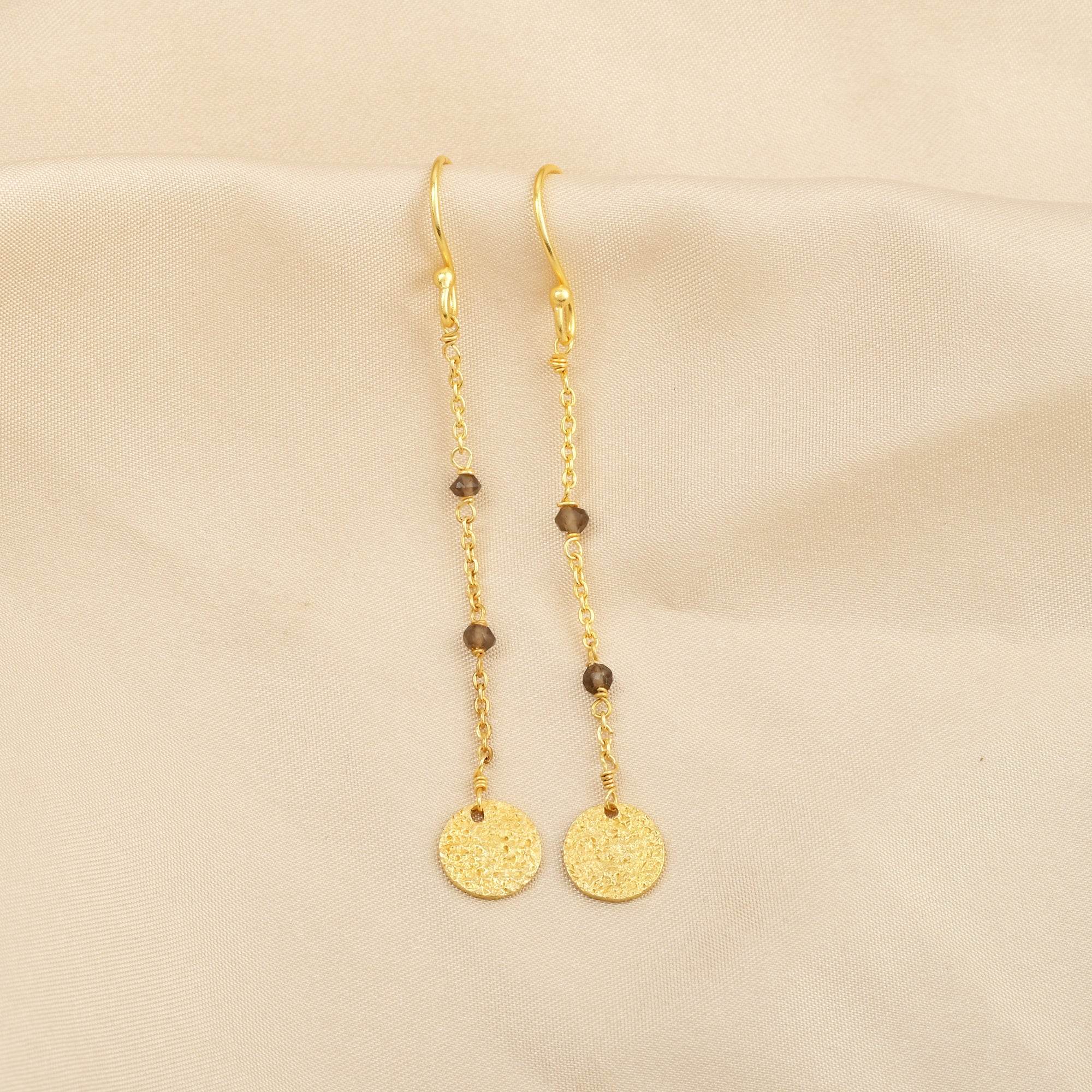 Smoky Beads Texture Dangle Earrings - La Vitá Jewels