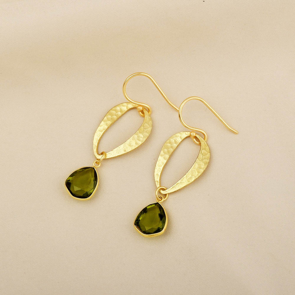 Green Crystal Textured Earrings - La Vitá Jewels