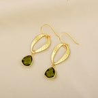Green Crystal Textured Earrings - La Vitá Jewels