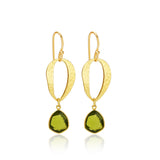 Hammered with Green Tourmaline Dangle Earrings
