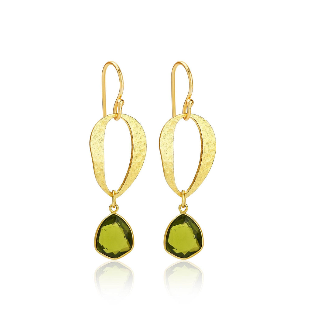 Green Crystal Textured Earrings - La Vitá Jewels