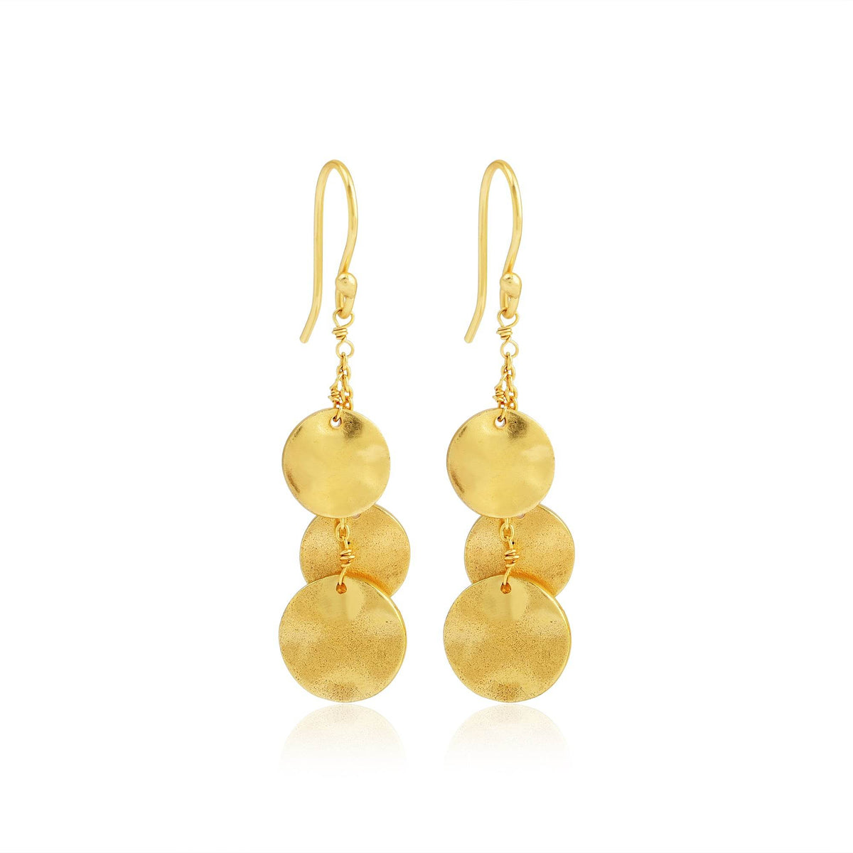 Sterling Silver Textured Disc Earrings - La Vitá Jewels