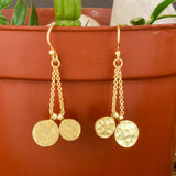 Hammered Round Disc Dangle Earrings