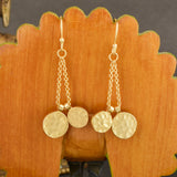 Hammered Round Disc Dangle Earrings