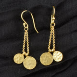 Hammered Round Disc Dangle Earrings