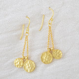 Hammered Round Disc Dangle Earrings