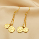 Round Disc Hammered Dangle Earrings