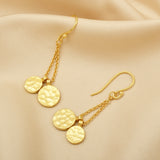 Round Disc Hammered Dangle Earrings