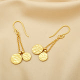 Round Disc Hammered Dangle Earrings