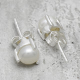 Silver Plated Pearl  Stud Earrings