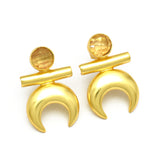 22k  Crystal Stone Half Moon Stud Earrings