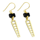 Gold Silver Plated Black Onyx  Dangle Earrings