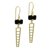 Gold Silver Plated Black Onyx  Dangle Earrings