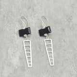 Gold Silver Plated Black Onyx  Dangle Earrings