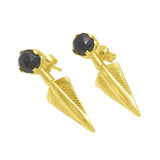 Gold Silver Plated Black Onyx  Stud Earrings