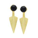 Gold Silver Plated Black Onyx  Stud Earrings