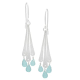 Silver Plated Aqua Chalcedony  Dangle Earrings