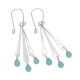 Silver Plated Aqua Chalcedony  Dangle Earrings