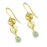 Double Disc with Prehnite  Drop Earrings