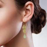 Double Disc with Prehnite  Drop Earrings