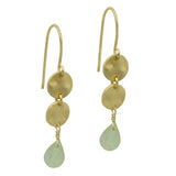 Double Disc with Prehnite  Drop Earrings