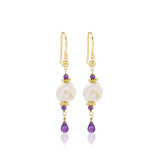 Pearl and Amethyst Dangle Earrings