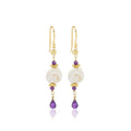 Coin Pearl and Amethyst Dangle Earring - La Vitá Jewels