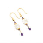 Coin Pearl and Amethyst Dangle Earring - La Vitá Jewels