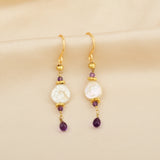 Pearl and Amethyst Dangle Earrings