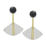 Gold Silver Plated Black Onyx  Stud Earrings