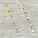 925 Sterling Silver  Pearl  Dangle Earrings r