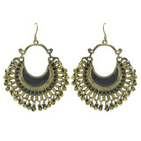 Gold Oxidized Plated Black Enamel Jhumki Dangle Earrings