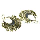 Gold Oxidized Plated Black Enamel Jhumki Dangle Earrings