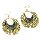 Gold Oxidized Plated Black Enamel Jhumki Dangle Earrings