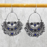 Oxidized Plated Blue Black Enamel Dangle Earrings