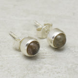 Gold Silver Plated Peach Moon Stone Stud Earrings