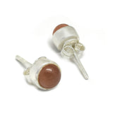 Gold Silver Plated Peach Moon Stone Stud Earrings