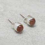 Gold Silver Plated Peach Moon Stone Stud Earrings