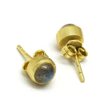 Gold Silver Plated Peach Moon Stone Stud Earrings