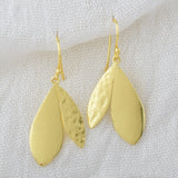 Hammered Metal Leaf Dangle Earrings