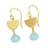 22k  Aqua Chalcedony Dangle Earrings Handmade Earrings Gifts