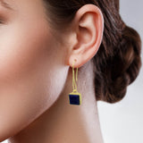 Square Lapis Lazuli Dangle Earrings