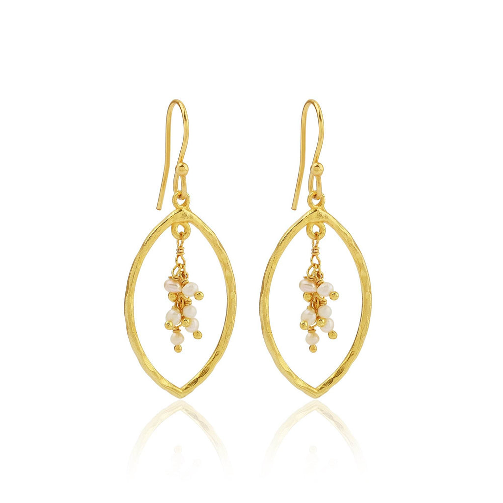 Sterling Silver Marquise with Pearl Drop Earrings - La Vitá Jewels