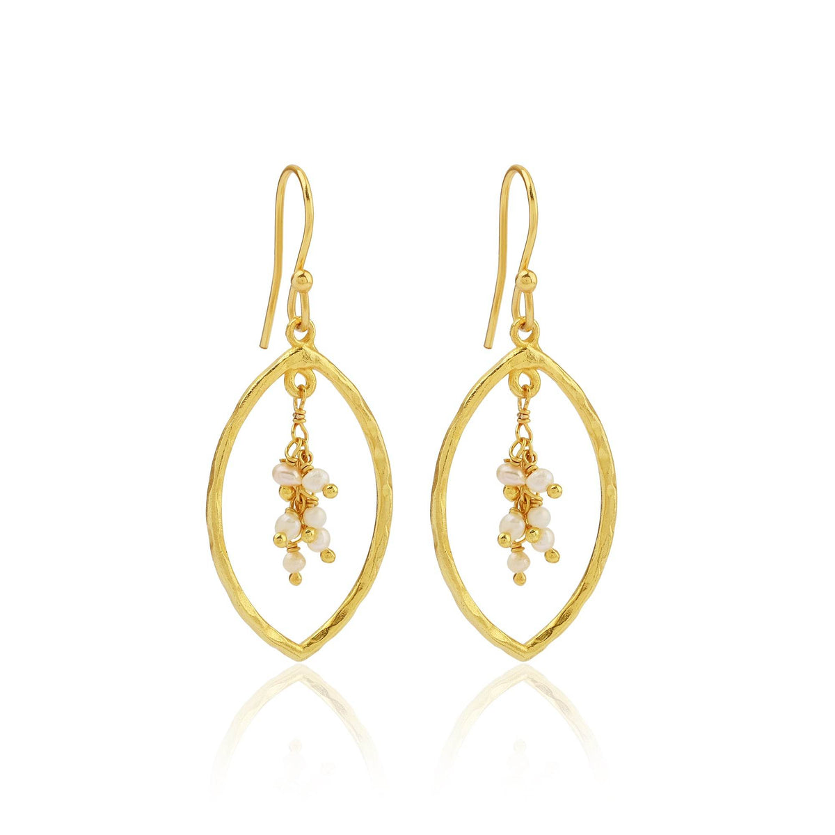 Sterling Silver Marquise with Pearl Drop Earrings - La Vitá Jewels