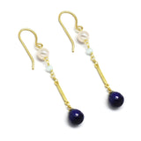 Sapphire and pearl Earrings  Earrings Silver 22k gold 100% handmade women accessory statement  gifts