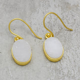 White Druzy  Dangle Earrings